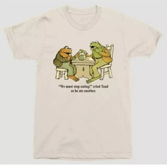 Frog and Toad Size Small Men’s Beige T-Shirt Tee Crewneck Graphic Print - Picture 1 of 5